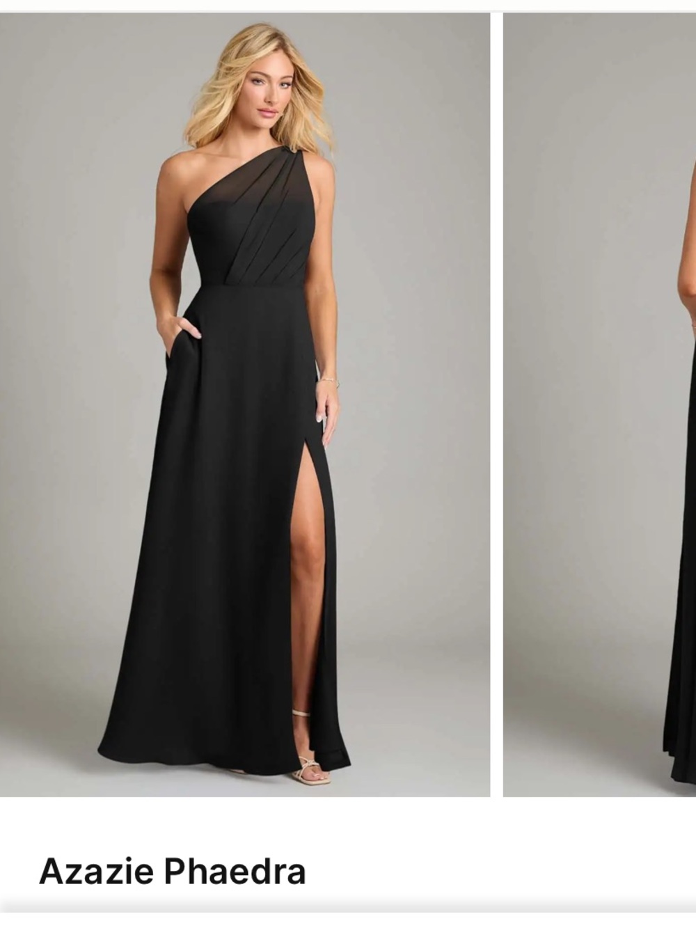 Azazie Black Phaedra One-Shoulder Evening Gown